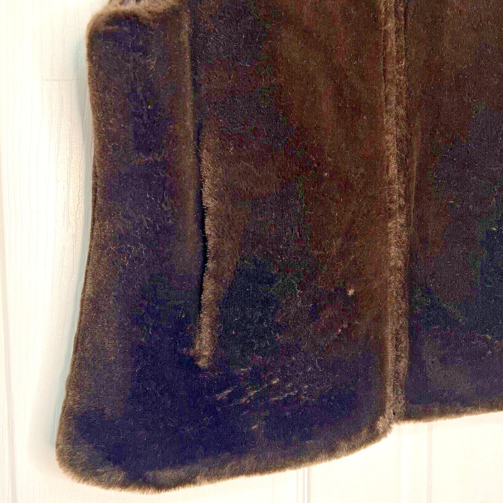 VTG Blassport Womens M Brown Reversible Vest Faux Fur Full Zip Mock Neck Classic - Picture 3 of 12